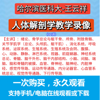 哈尔滨医科大王云祥教授-人体系统解剖学教学录像32讲解剖视频教程-百度网盘下载-中医教程博客