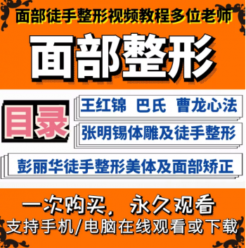 【面部整形视频教程】王红锦巴氏曹龙彭丽华张明锡徒手面部整形等多位老师-百度网盘下载-中医教程博客