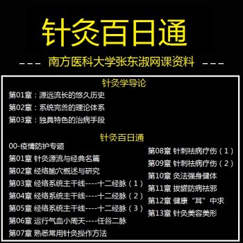 针灸百日通视频教程南方医科大学张东淑网课资料-百度网盘下载-中医教程博客